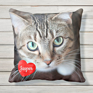 Cat Lover Gift - Pet Memorial - Cat Photo Cushion