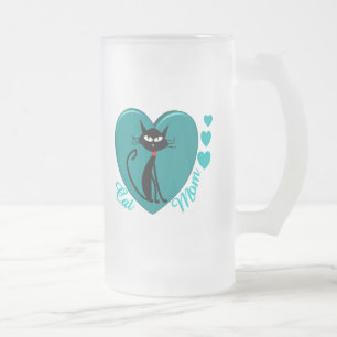 Cat Lover Gifts Frosted Glass Beer Mug