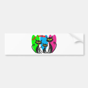 Cat Lover Gifts---Unique Cats--Bright Colours Bumper Sticker