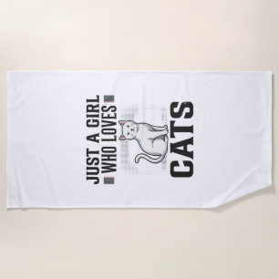 Cat Lover Girl Vintage Engraving Shirt Design_1 Beach Towel