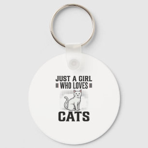 Cat Lover Girl Vintage Engraving Shirt Design_1 Key Ring
