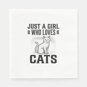 Cat Lover Girl Vintage Engraving Shirt Design_1 Napkin