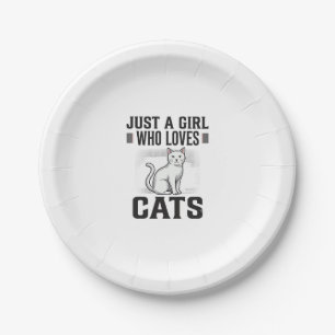 Cat Lover Girl Vintage Engraving Shirt Design_1 Paper Plate