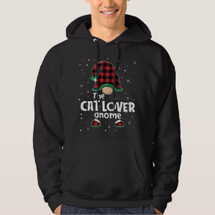 Cat Lover Gnome Buffalo Plaid Matching Christmas G Hoodie