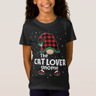 Cat Lover Gnome Buffalo Plaid Matching Christmas G T-Shirt