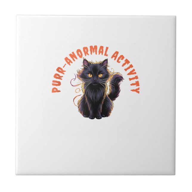 Cat Lover Halloween Purr-anormal Activity Spooky C Tile (Front)