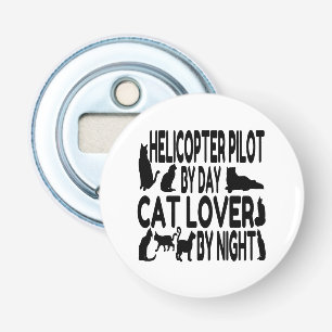 Cat Lover Helicopter Pilot Bottle Opener