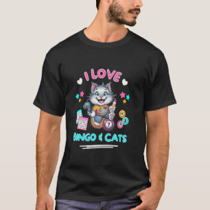 Cat Lover I Love Bingo And Cats Funny Bingo Lucky  T-Shirt
