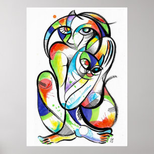 Cat lover ink brush poster