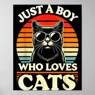 Cat Lover Just A Boy Who Loves Cats Poster