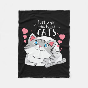Cat Lover Just A Girl Who Loves Cat Fleece Blanket