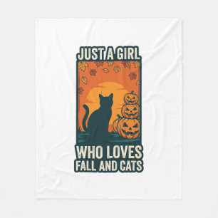 Cat Lover Just A Girl Who Loves Fall And Cats Vint Fleece Blanket