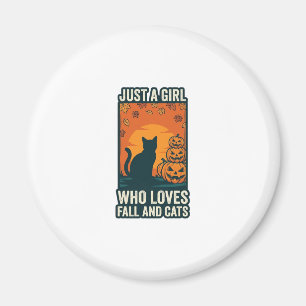 Cat Lover Just A Girl Who Loves Fall And Cats Vint Magnet