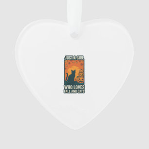 Cat Lover Just A Girl Who Loves Fall And Cats Vint Ornament