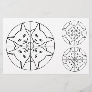 Cat Lover Kaleidoscope Cats Hearts Outline Cutouts Stationery