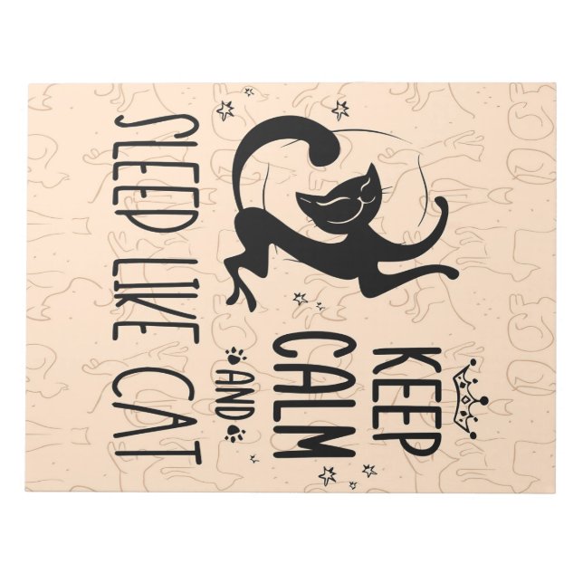 Cat Lover Keep Calm And Sleep Like Cat Notepad (Front)