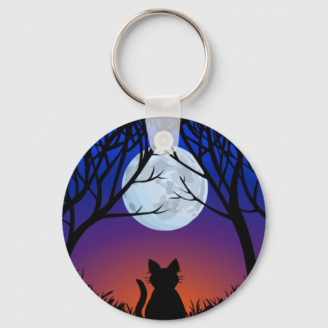 Cat Lover Keychain Fat Cat Key Chains Customisable (Front)