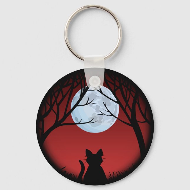 Cat Lover Keychain Fat Cat Key Chains Customisable (Front)