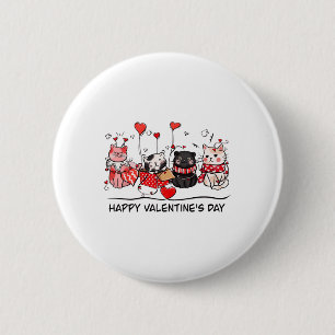 Cat Lover Kitten Happy Valentine Day Men Women Kid 6 Cm Round Badge