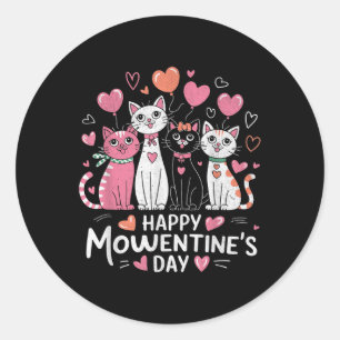 Cat Lover Kitten Happy Valentine Day Men Women Kid Classic Round Sticker