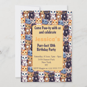 Cat Lover l Come Paw ty with us funny birthday Invitation