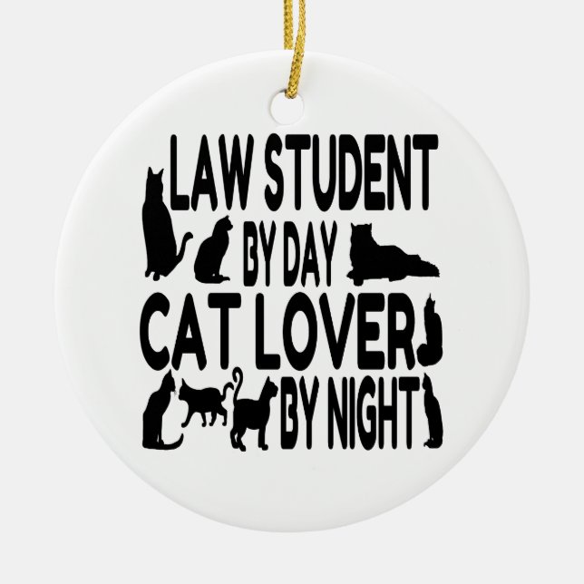 Cat Lover Law Student Ceramic Tree Decoration (Front)