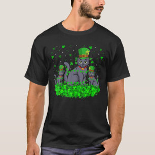 Cat Lover Leprechaun Hat Russian Blue Cat St. Patr T-Shirt