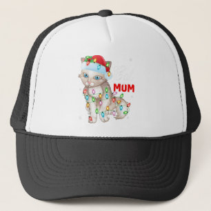 Cat Lover Lights Xmas Santa Cat Mum Christmas Trucker Hat