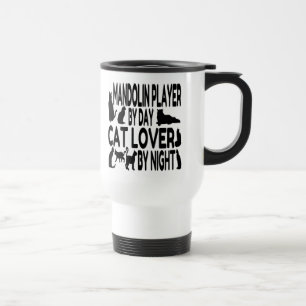 Cat Lover Mandolin Player Travel Mug