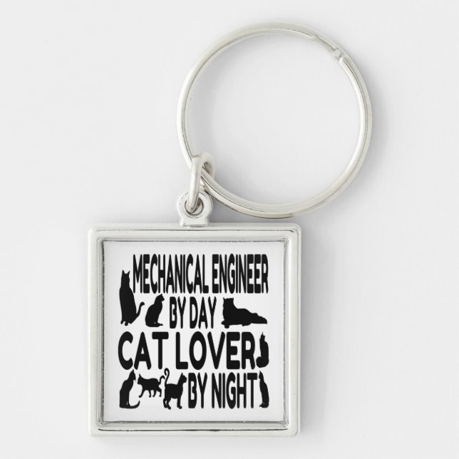 Cat Lover Mechanical Engineer Key Ring (Front)
