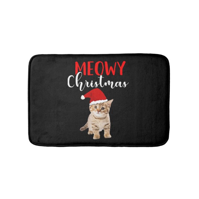 Cat Lover Merry Christmas catmas   Bath Mat (Front)