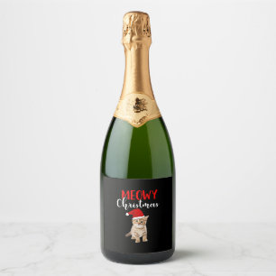 Cat Lover Merry Christmas catmas Sparkling Wine Label