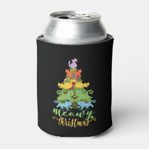 Cat Lover Merry Meowy Christmas Tree Cat Holiday G Can Cooler