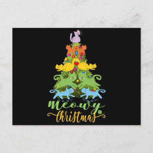 Cat Lover Merry Meowy Christmas Tree Cat Holiday Postcard