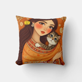 Cat lover Mom Photo orange Cushion
