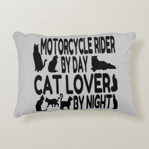 Cat Lover Motorcycle Rider Decorative Cushion