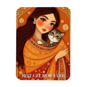 Cat lover Mum Photo  orange Magnet