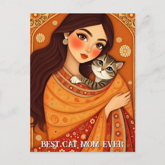 Cat lover Mum Photo  orange Postcard (Front)