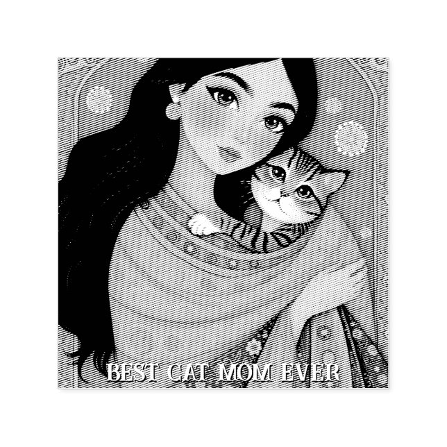 Cat lover Mum Photo  orange Self-inking Stamp (Design)