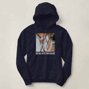 Cat Lover Navy Blue White Quote Custom Pet Photo Hoodie