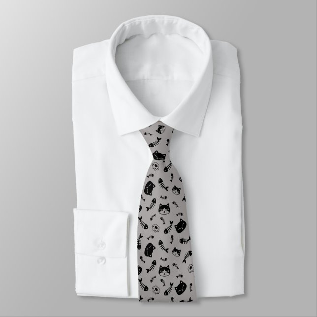 cat lover neck tie (Tied)