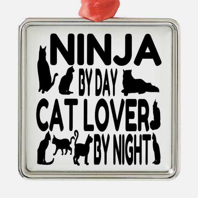Cat Lover Ninja Metal Tree Decoration (Front)