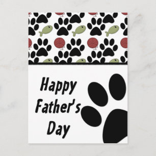 Cat Lover/Paw Print - Happy Father's Day Postcard