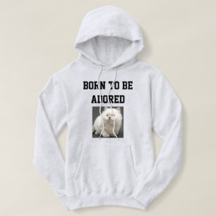 Cat lover Personalised Text And Cute Pet Photo Ash Hoodie