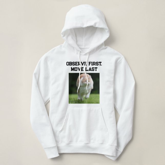 Cat Lover Personalized Pet Photo And Text White  Hoodie (Design Front)