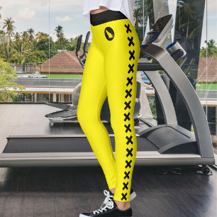 Cat Lover Pet Mum Yellow Black Pattern Personalise Leggings