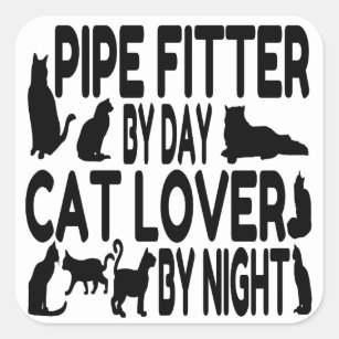 Cat Lover Pipe Fitter Square Sticker