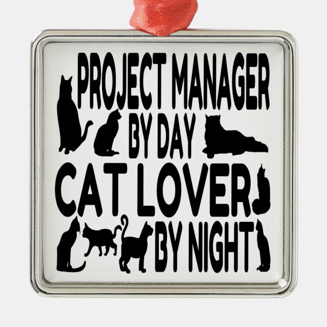 Cat Lover Project Manager Metal Tree Decoration (Front)