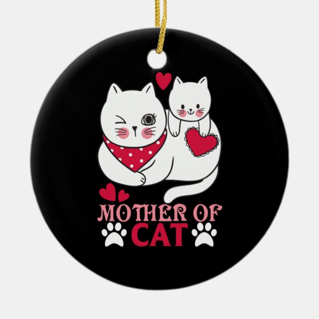 Cat Lover | Proud Mother Of Cat Ceramic Tree Decoration (Front)