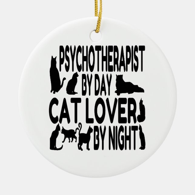 Cat Lover Psychotherapist Ceramic Tree Decoration (Front)